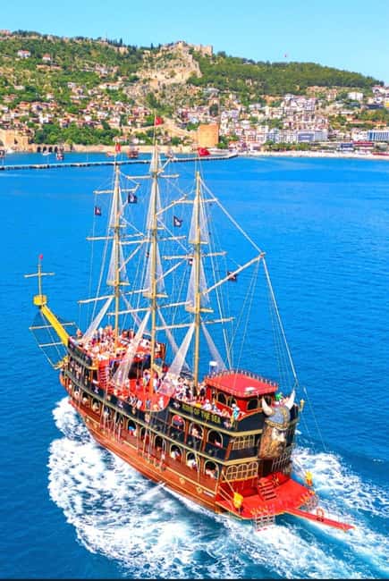 Alanya: Pirate Boat Tour with Food and Drinks - Cleopatra Beach and the first big coastal view