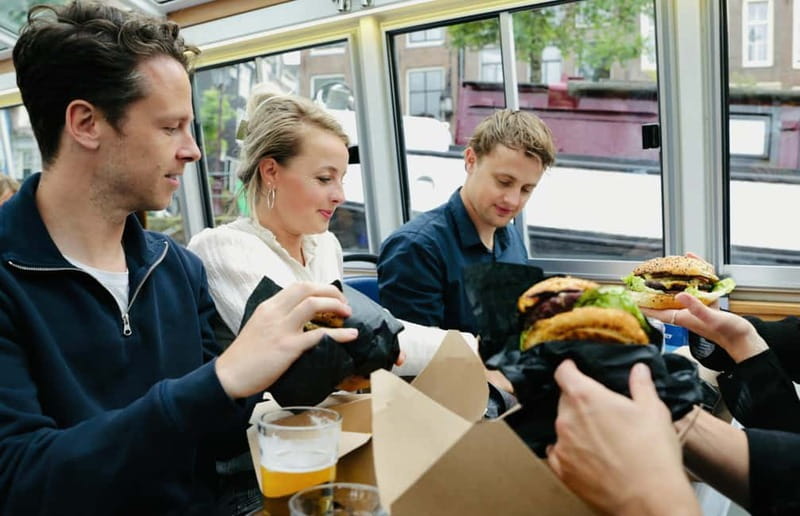 Amsterdam canal cruise with culinary burger or cheese & wine - Noorderkerk and the Jordaan on the return leg