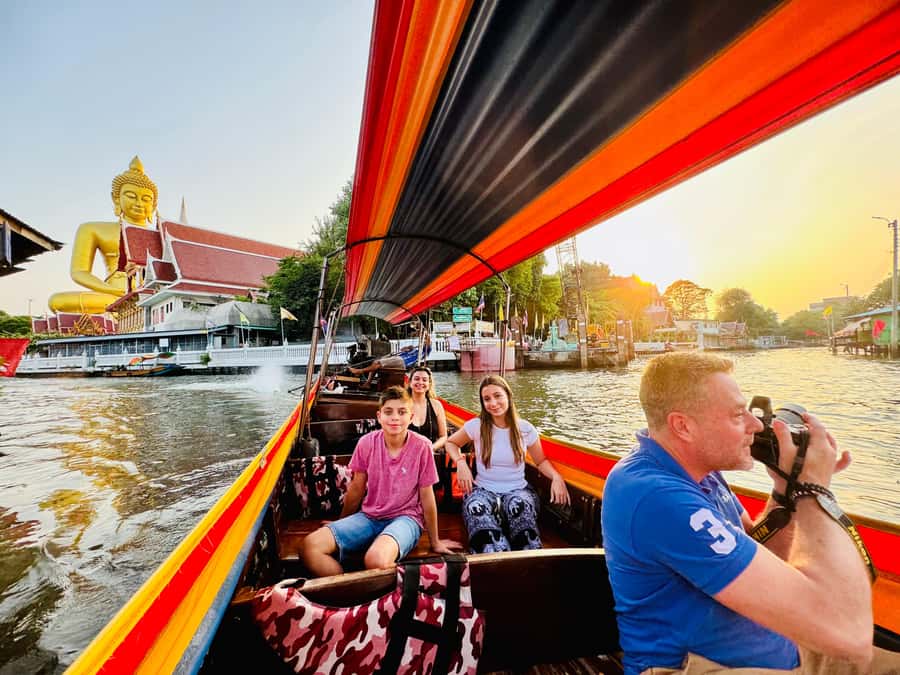 Bangkok: Highlights with Food Tour & Sunset in Wat Arun - Bangkok’s canals by traditional long-tail boat