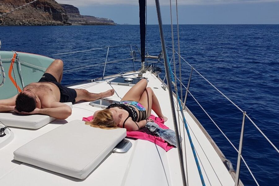 From Puerto de Mogán: Sailboat Trip with Food and Drinks - Coastal views without a crowded deck