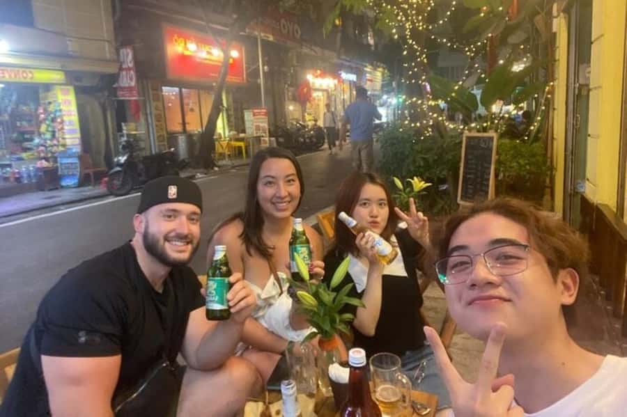 Hanoi Local Fresh Beer and Culinary Tour with Train Street - Fresh beer and roasted peanuts in the Old Quarter