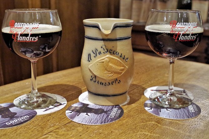 Marc's Brussels Beer Tasting Tour - Royal Theatre Toone and beer beside puppets