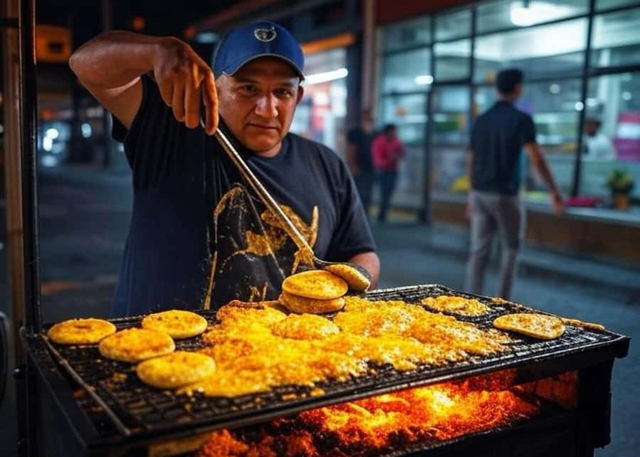 Medellin: tasting Street Food with Rooftops of El Poblado - Arepas Las Chachas, the first proper bite