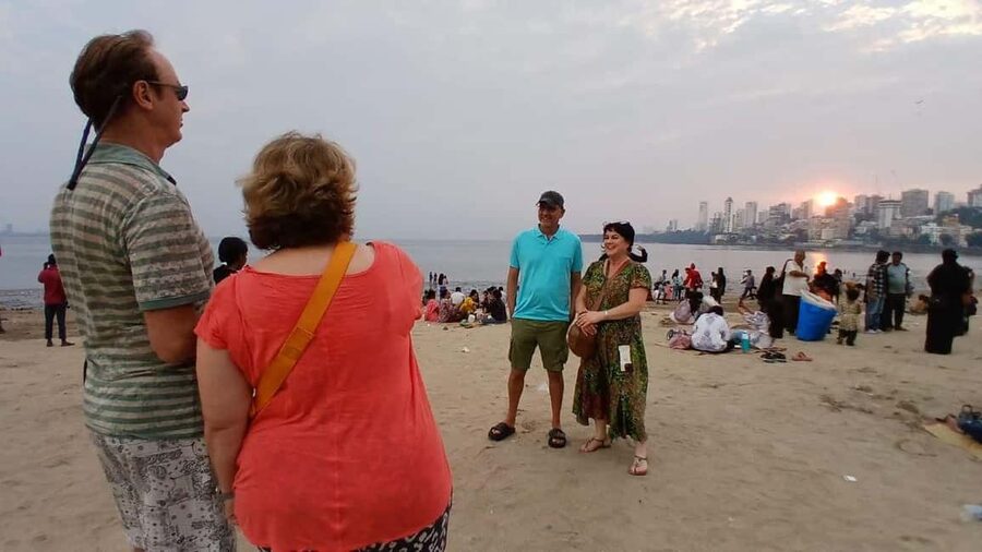 Mumbai Street Food Tour with Evening Bazaar Walk - Chowpatty Beach at Sunset