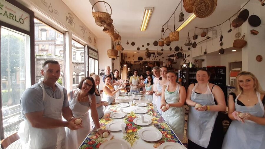 Naples: Neapolitan Pizza and Tiramisù Making Class - Mixing dough from scratch in Naples
