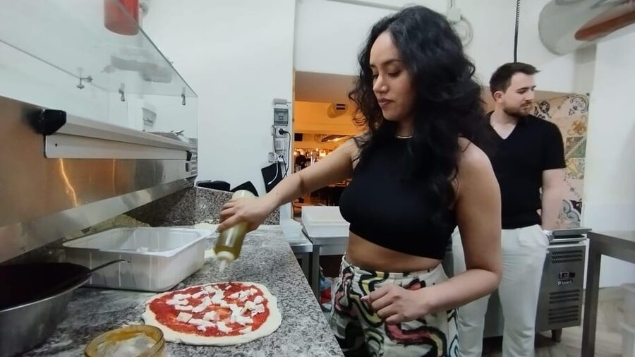 Naples: Pizza Making Class with Neapolitan Chef and drink - Mixing the dough from scratch