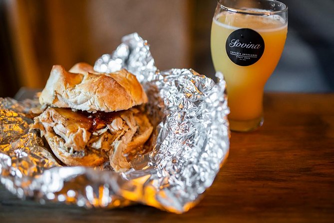Porto Craft Beer Tour: 7 Beers + 3 Food Pairings in a Small Group - A Fábrica da Picaria pairs house beer with Francesinha