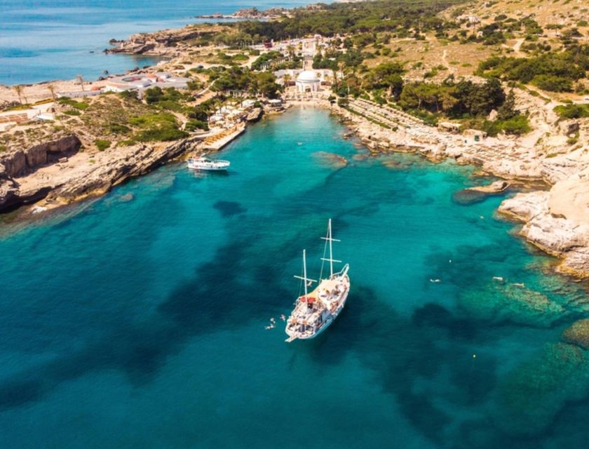 Rhodes: Sunset Cruise w/ Gourmet Buffet, Drinks & Live Music - Kallithea Bay brings the evening into focus