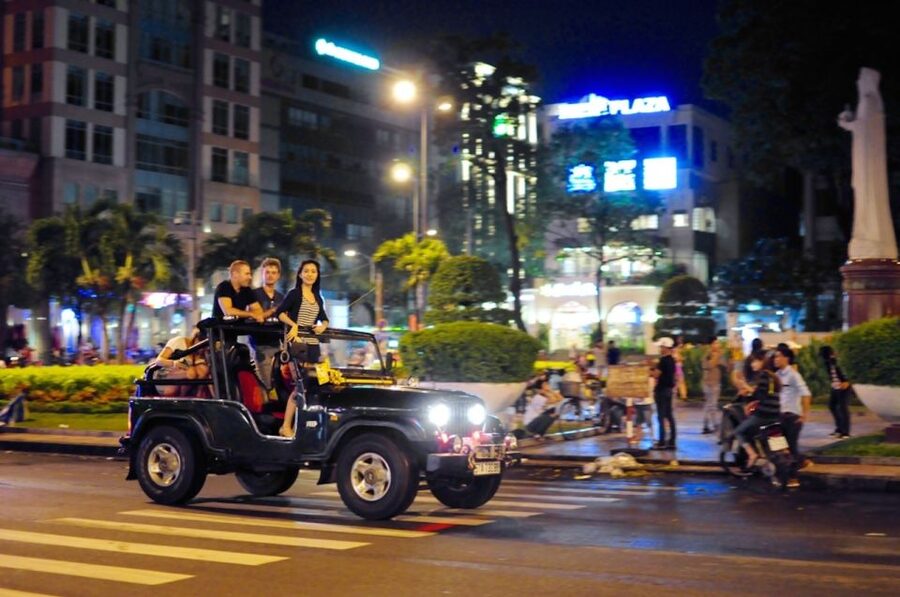 Saigon: Private Food Tour Discovery & City Tour by Jeep - Ending at a rooftop sky bar