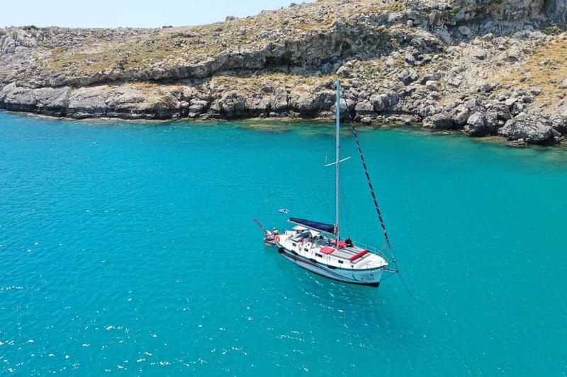 Sailing tour around Lindos with food and drinks - Red Sand Beach and the first swim