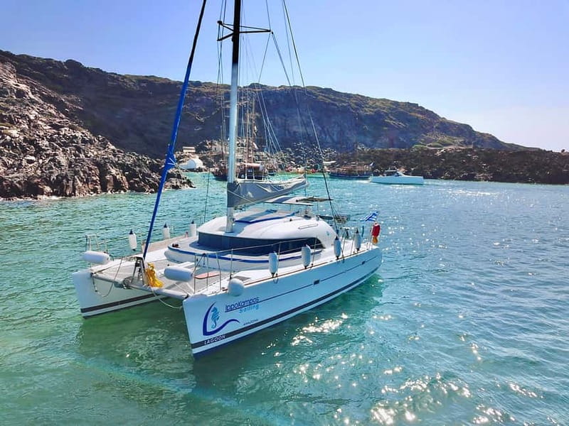 Santorini: Catamaran Cruise with Food and Drinks - Mesa Pigadia is the main event