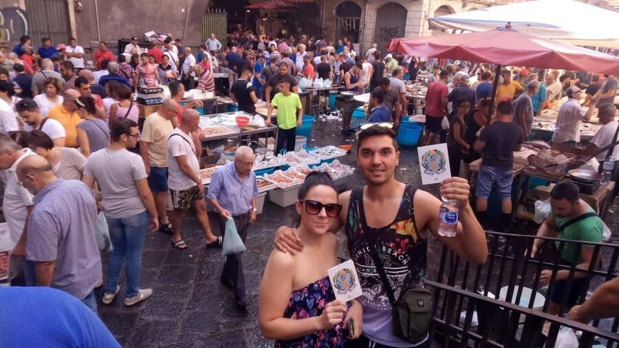 The Original Fish Market and Street Food Tour of Catania - Fresh fruit and a break with a local drink